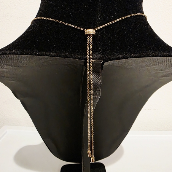 APM Monaco Adjustable Chain Round Diamond Initial Pendent  Letter "M" New - Picture 6 of 6